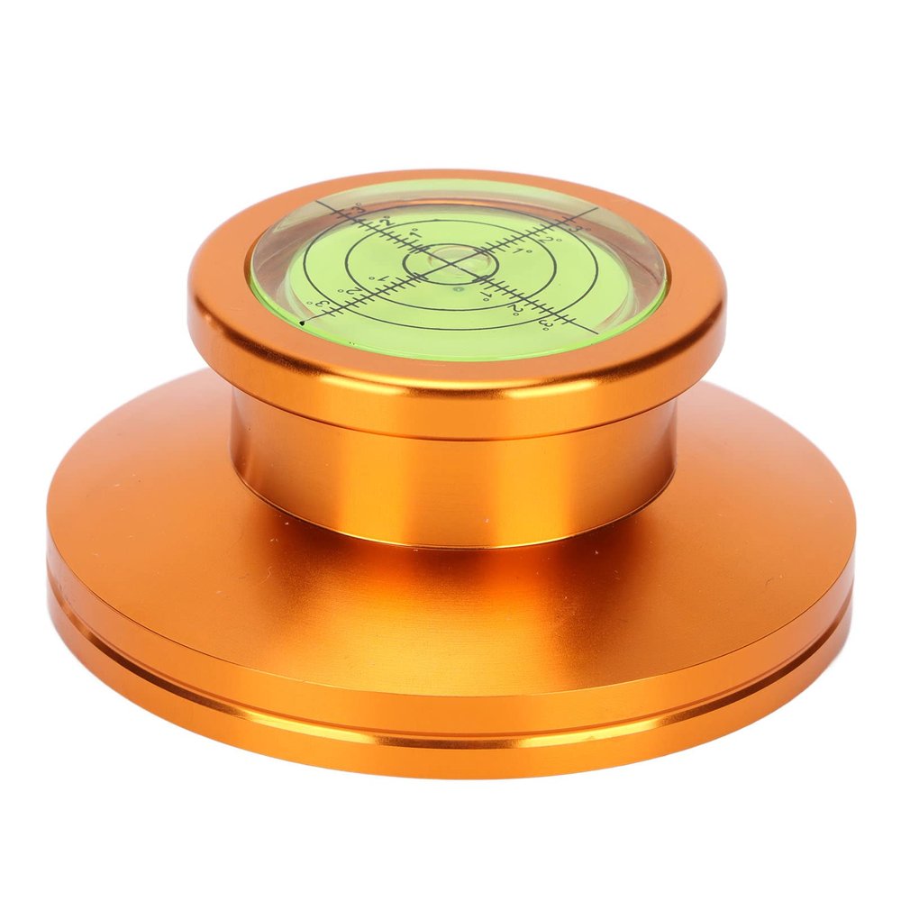 Turntable Stabilizer Aluminum Alloy LP Record Weight, Record Player Clamp for Vibration Balanced, Disc Record Stabilizer with Bubble Level for Audiophiles DJs and Fans (Golden)