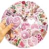 100PCS Aesthetic Vintage Girls Pink Stickers Coquette Pink Aesthetic Stickers for Water Bottles Laptop Scrapbook Computer Phone Guitar Journal Skateboard(Pink&Cartoon) view 2