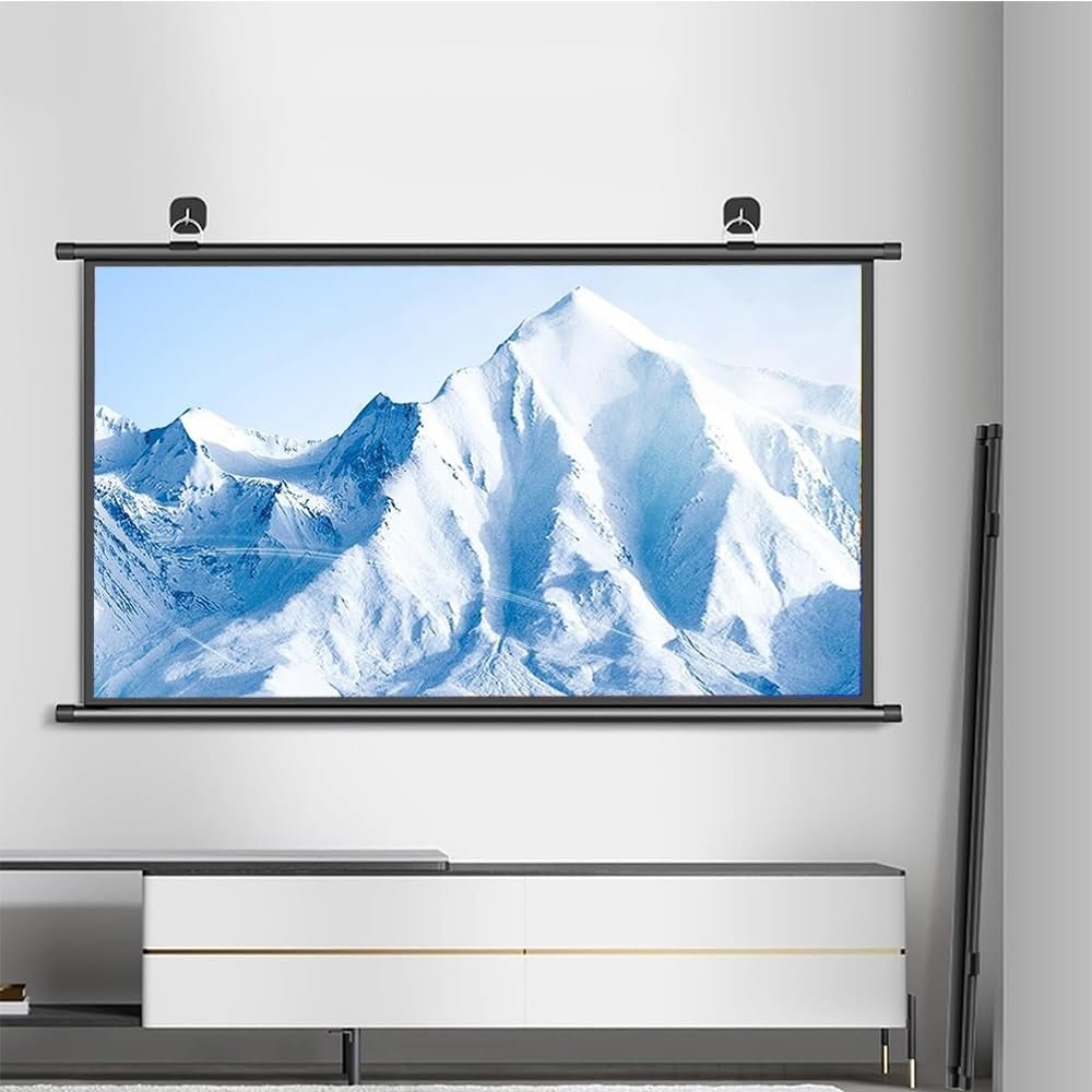 BTBZGFGNYU Outdoor Movie Screen Manual Pull Down Projector Screen 30" 40" 50" 60" 72" Portable Projection Screen Wall Mounted/Hanging 4K HD Screens(4:3,40inch)