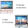 BTBZGFGNYU Outdoor Movie Screen Manual Pull Down Projector Screen 30" 40" 50" 60" 72" Portable Projection Screen Wall Mounted/Hanging 4K HD Screens(4:3,40inch) view 2