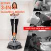 BITOPE Tub Scrubber with 3 Types of Brush Heads, Long Handle Shower Cleaning Brush, Stiff Bristles Brush & Sponge for Cleaning Bathtub, Wall, Tile, Bathroom, Grout line, Floor Gap view 2