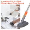 BITOPE Tub Scrubber with 3 Types of Brush Heads, Long Handle Shower Cleaning Brush, Stiff Bristles Brush & Sponge for Cleaning Bathtub, Wall, Tile, Bathroom, Grout line, Floor Gap view 4