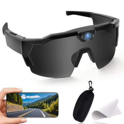 Flaviau POV Glasses, 4k Baseball Sunglasses, Smart Baseball Glasses with Camera, Record Audio/Video/Take Photos, for Men Women (SetE)