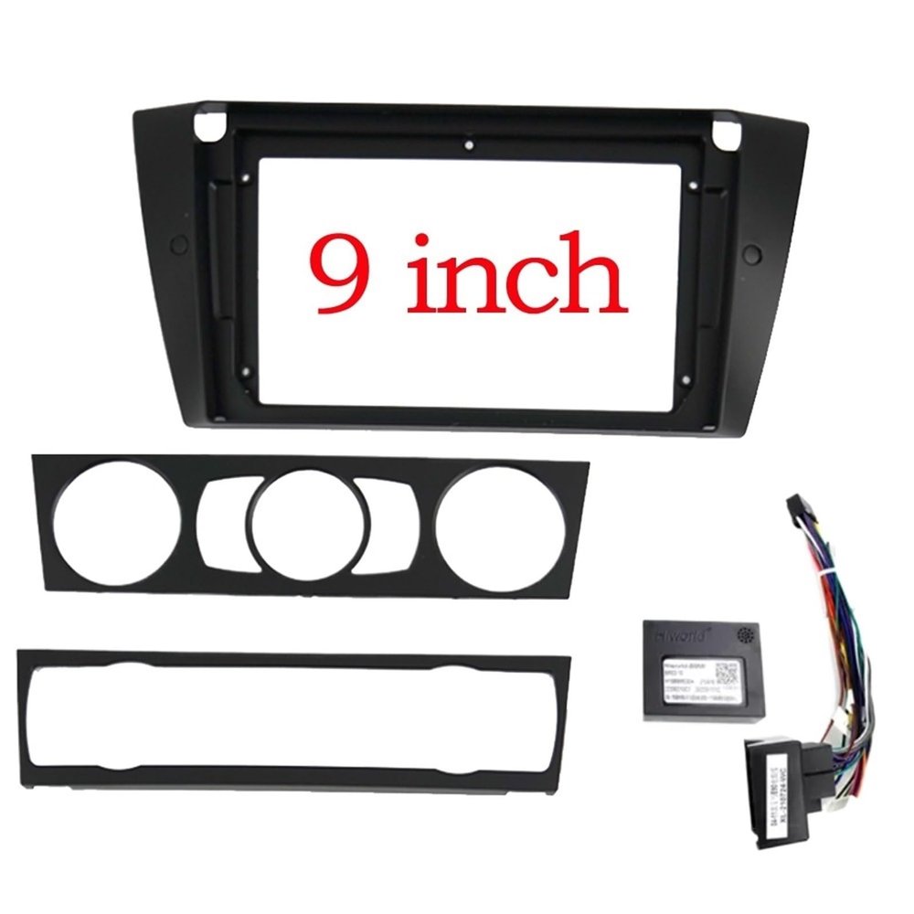 TRCDHGN 1-2Din Car DVD Frame/Fit for BMW 3 Series E90 E91 E92 E93 2006-2011 Audio Fitting Adaptor Dash Trim Kits Facia Panel 9inch(Frame an canbus)