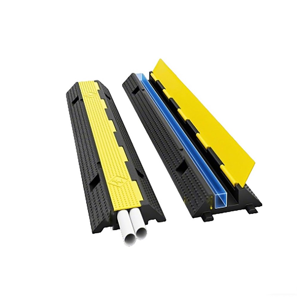 Cable Ramps, Floor Cord Cable Protector with Cover Plate Design, Can Be Assembled, Traffic Speed Bump for Road Driveway Walkway Indoor(20cm)
