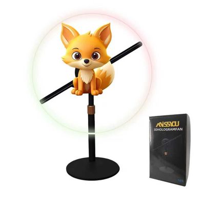 NAFLNE16.9-Inch 3D Hologram Fan With All-Metal Desktop Stand | WiFi APP Control Holographic Display With High-Brightness LED, Adjustable Height, 1000-Video Library, Ideal For Trade Shows & Retai
