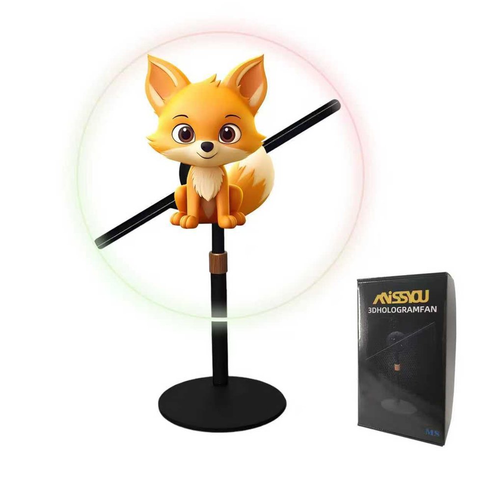NAFLNE16.9-Inch 3D Hologram Fan With All-Metal Desktop Stand | WiFi APP Control Holographic Display With High-Brightness LED, Adjustable Height, 1000-Video Library, Ideal For Trade Shows & Retai