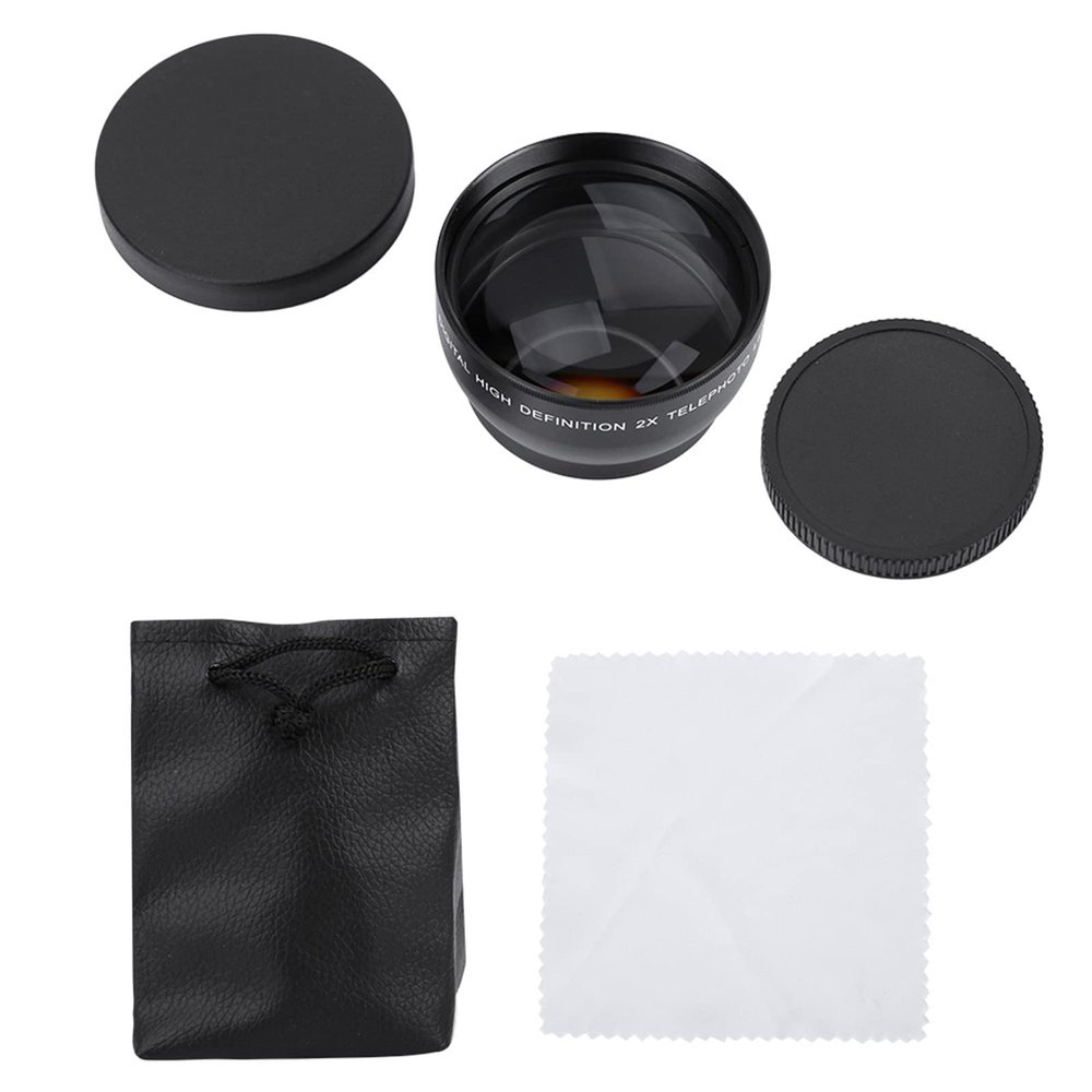 52mm 2X Magnification HD Tele Converter Lens, Professional Telephoto Lens for 52mm Mount Camera, High Definition Optical Resolution with Aluminum Alloy Construction,