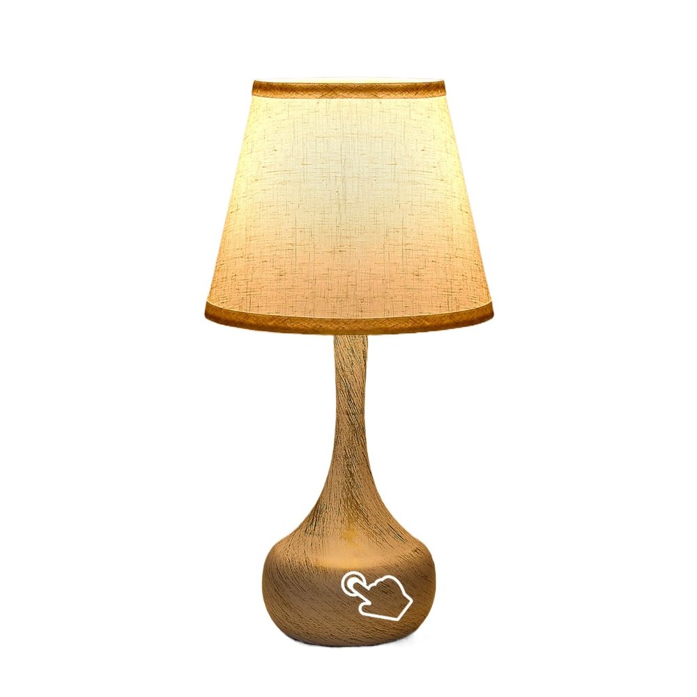 KCSWKJ Touch Bedside Lamp Set of 2, Farmhouse 3-Way Dimmable Table Lamps for Nightstand with Fabric Shade, Desk Lamp for Reading, Bedroom, Livingroom, Office