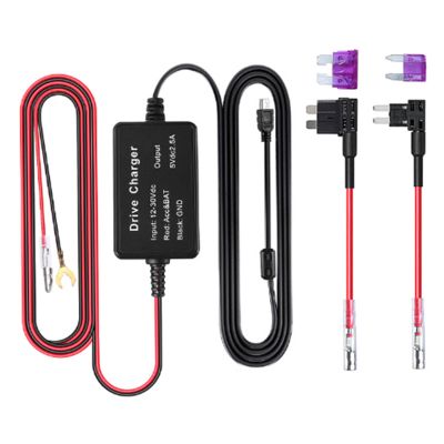 Dash Cam Hardwire Kit 12V30V to 5V USB Adapter Low Voltage Protection Dash Camera Charger for Mirror Cam GPS Navigator Detector
