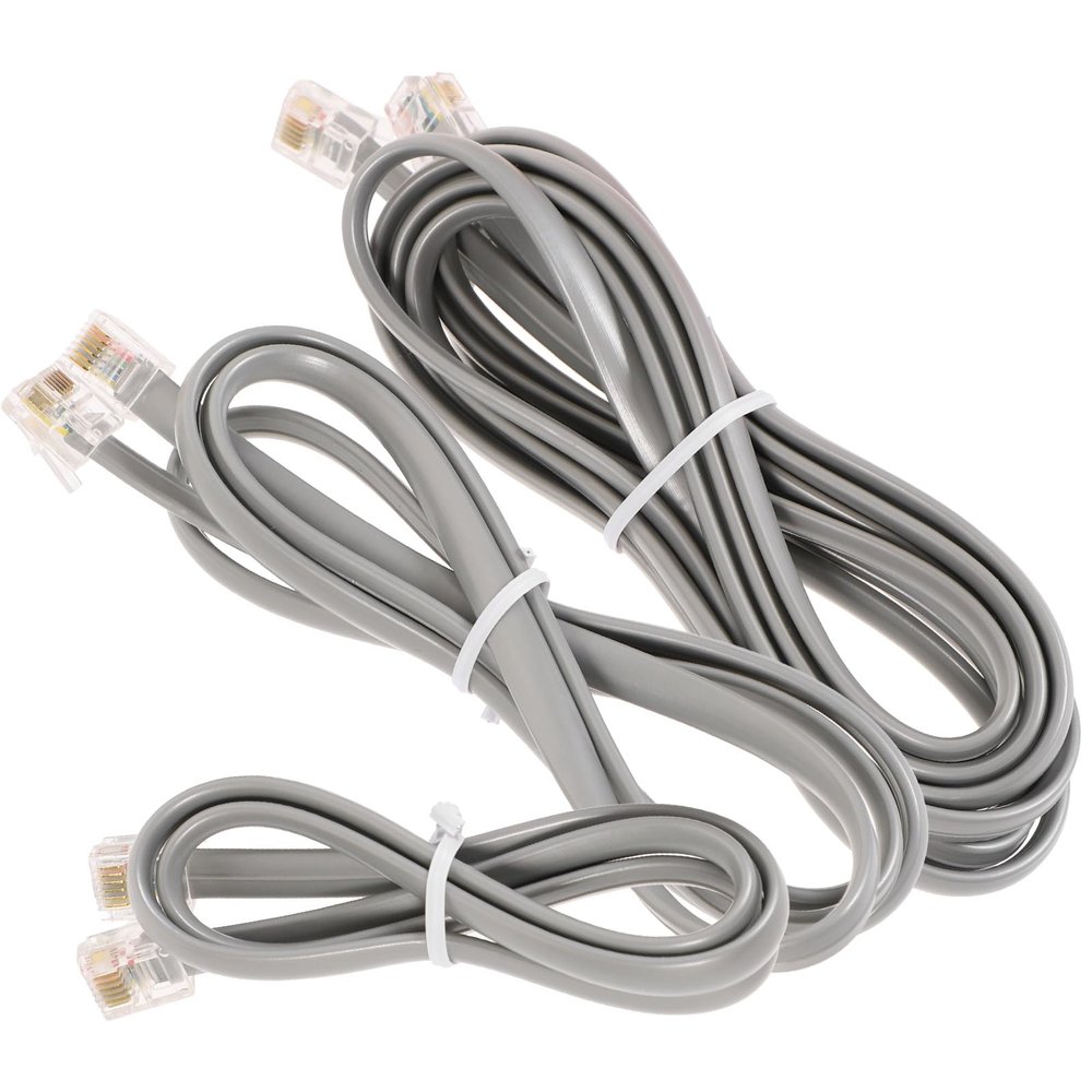HONMEET 3pcs Telephone Extension Cord Kit Silver Gray PC Landline Phone Line Cords Wear-Resistant for Home Office Fax Modem Use