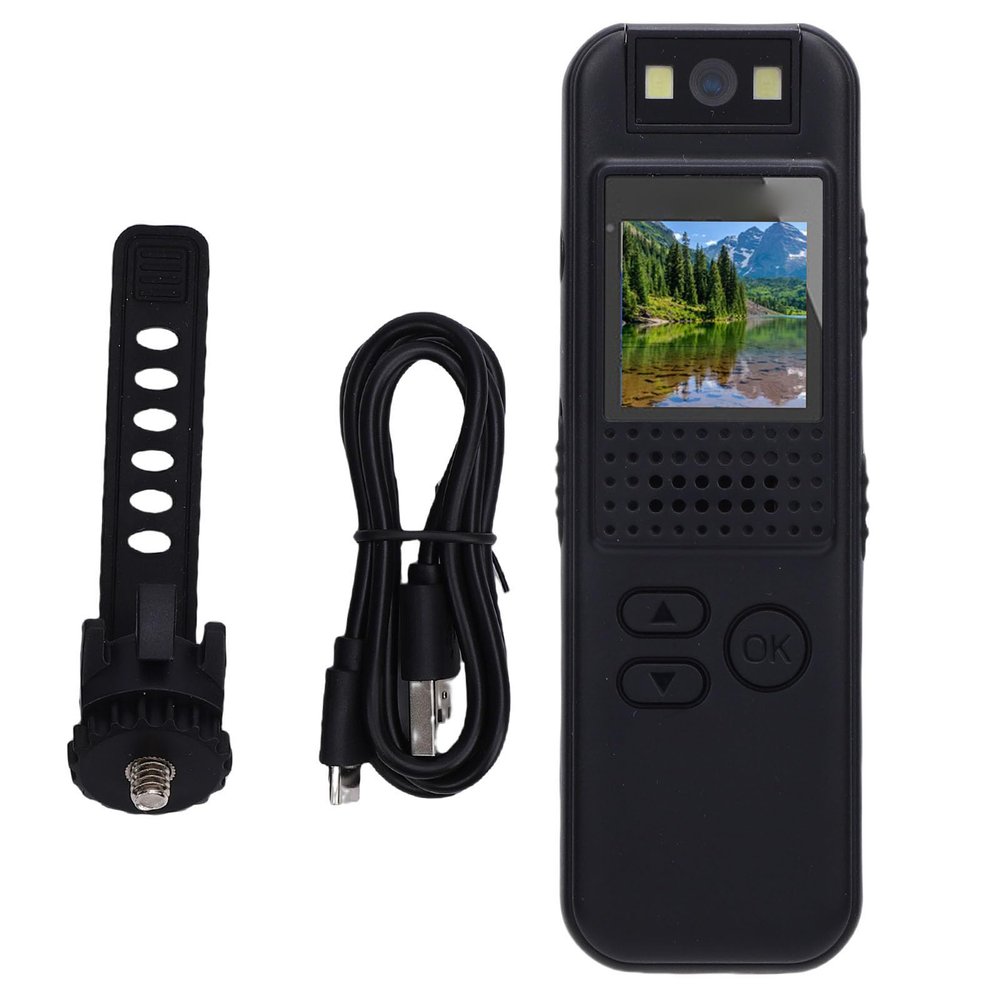 Acouto 1080P Body Mounted Camera, Handsfree Recording Thumb Action Camera with 180 Degree Rotatable Lens, Support 256GB Storage, 1/4 Inch Screw Hole