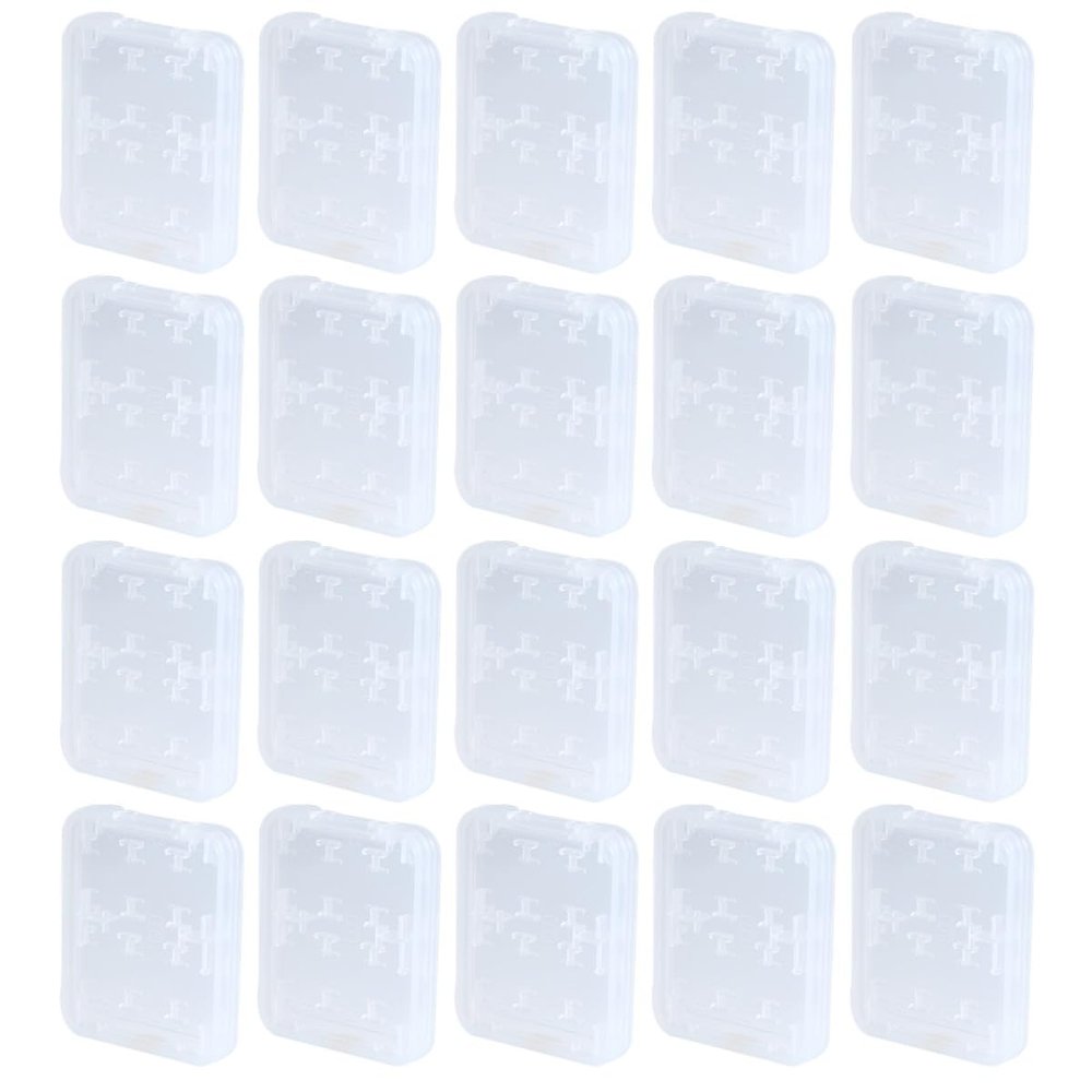 BESPORTBLE 20Pcs Memory Card Keeper Case with Slots Transparent Compact Organizer Box for Secure Cards from Water and Damage Portable Storage Holder for Travel and Daily Use