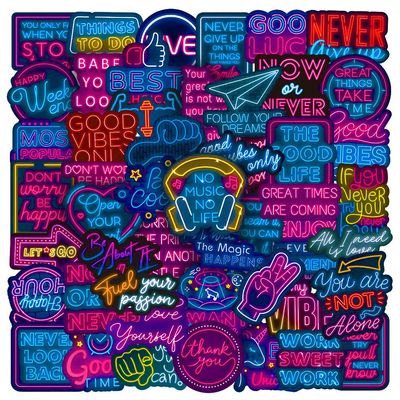 50Pcs Neon Motivational Inspirational Stickers Vinyl Waterproof Positive Affirmation Sticker Packs,Teacher Classroom Prizes for Reward,for Water Bottles,Laptop,Journal,Guitar,Phone etc(Neon LiZhi)
