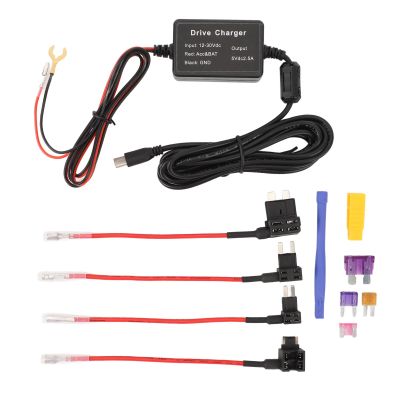 Dash Cam Hardwire Kit Type C USB 12V 30V to 5V Low Voltage Protection Car Power Supply for Dash Cams GPS Navigators Detectors ABS Rubber Material 3.2M Cable Length 11pcs Set