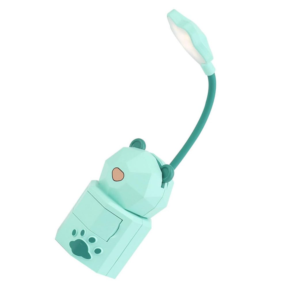 AUTSUPPL USB Rechargeable Cute Cartoon Night Light Small Desk Lamp with Eye Protection for Reading and Study Multi-Function Phone Holder for Students Dorm Use Green Random Color