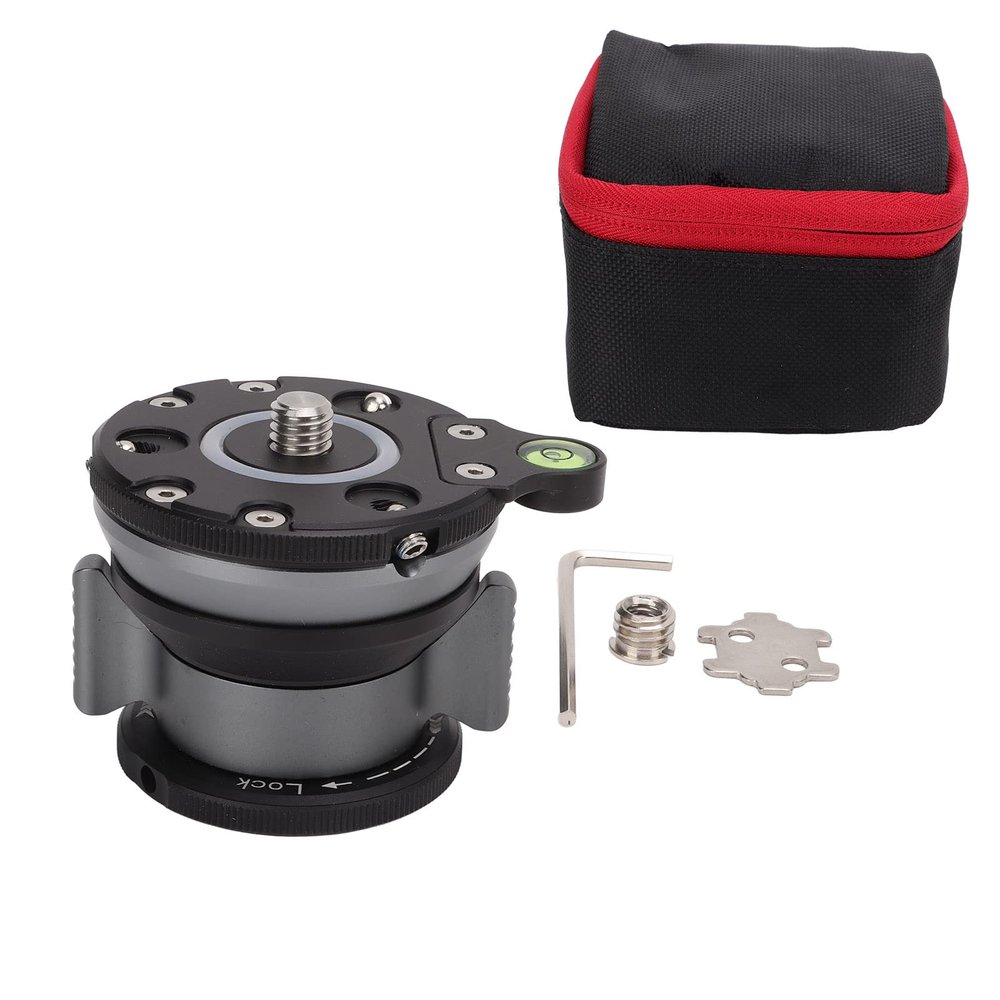 Aluminum Alloy Tripod Leveling Base with Bubble Level, 1/4 3/8 Inch Thread, Durable Construction - Precise Horizontal Adjustment, CNC Machining, Compatible with SLR Cameras