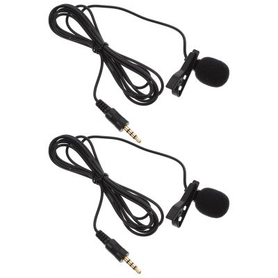MUELODSIC 2Pcs Lapel Microphones Noise-reducing Mics for Live Streaming Interviews Online Courses Compatible with Laptop and Mobile Devices Black