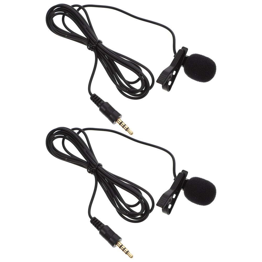 MUELODSIC 2Pcs Lapel Microphones Noise-reducing Mics for Live Streaming Interviews Online Courses Compatible with Laptop and Mobile Devices Black