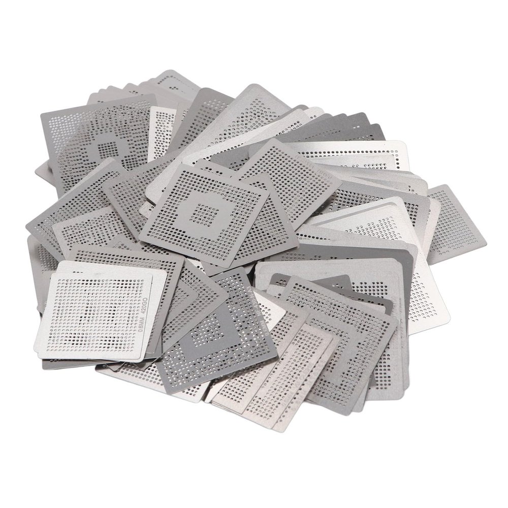WALFRONT 144 Pcs BGA Reballing Stencils Premium Stainless Steel Universal Reballing Rework Templates for Laptop Desktop Motherboard Graphics Card
