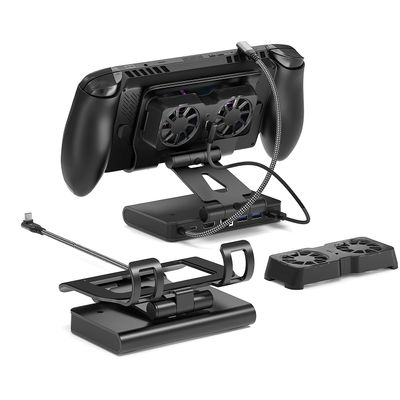 Detachable Magnetic Dual Cooling Fan Dock & Stand for ROG Xbox Ally X/Ally X/Ally/Switch2/Steam Deck/Legion Go/Go S/MSI Claw, USB A Gaming Hub, HDMI 4K, PD100 Charging