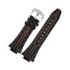 15X27MM Waterproof Sport Genuine Leather Watchband fit for Seiko sportura SNL029P2/SNL021P1/SNA595P2/SNL017P1(BlackOrange-Silver) view 1