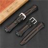 15X27MM Waterproof Sport Genuine Leather Watchband fit for Seiko sportura SNL029P2/SNL021P1/SNA595P2/SNL017P1(BlackOrange-Silver) view 3