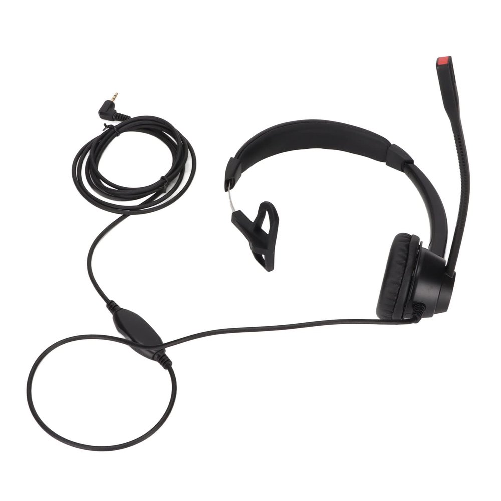 Sunxtzyl 2.5mm Business Headset, Noise Cancelling Monaural Traffic Headset with HD Microphone, Soft Ear Cushions and Flexible Headband for Call Center, Office, Telemarketing, Compatible wit