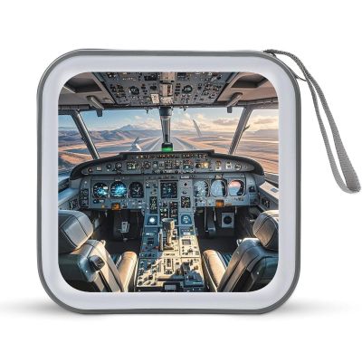 FekiLoot Airplane Cockpit CD Case 40 Capacity DVD Case Holder Hard Plastic DVD Disc Storage Binder for Car Portable Zipper Disc Storage Organizer Wallet Bag for Home Travel