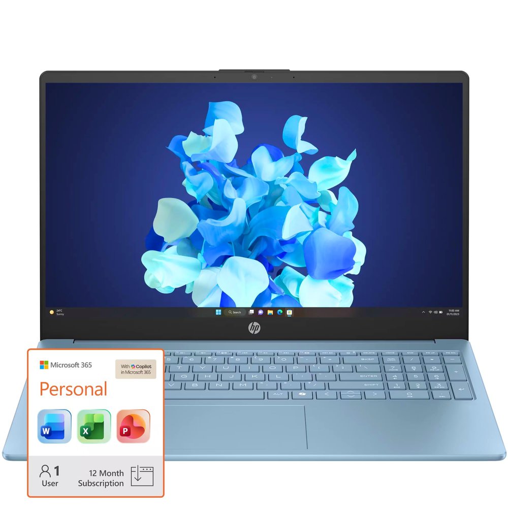 HP Ultrabook 15.6" Laptop, Microsoft 365 Included, Intel 13th 4-Core | 128GB UFS, no Mouse, Moonlight Blue