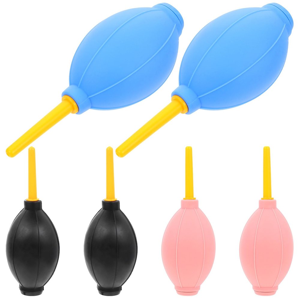 OFFIGAM 6pcs 6pcs TPE Air Blower for Camera Lens and Eyelash Extension Elastic Dust Blower with Nozzle for Precise Cleaning Static Dust Removal Comfortable Grip with Dark, Light Pink, and
