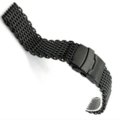 Milanese Shark Mesh Stainless Steel Wristband For OMG Watch Strap Replacement Bracelet (20mm,Black)