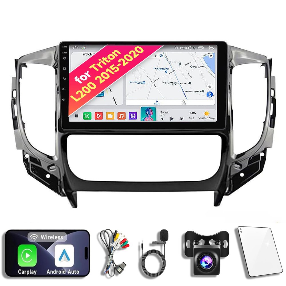 Android 14 Car Radio Stereo for Auto AC 2015-2020 Mitsubishi Triton L200, 9 Inch Touch Screen Head Unit with Wireless CarPlay Android Auto, GPS Navigation Bluetooth WiFi 5G DSP SWC