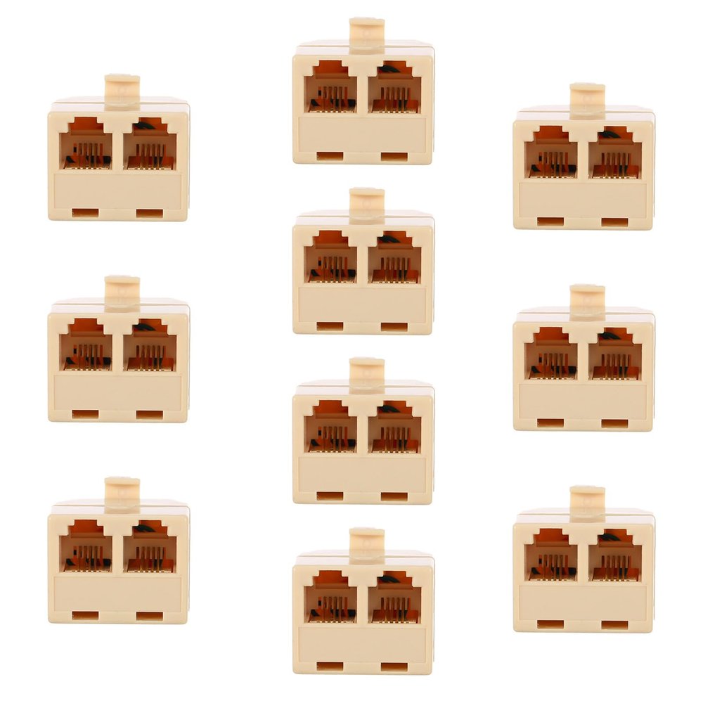 BESPORTBLE 10PCS Two Way Phone Line Splitter Adapter for Landline Telephone Wall Socket Converter Dual Port Telephone Plug Splitter for Phones Fax Machines Modems and Pos Devices