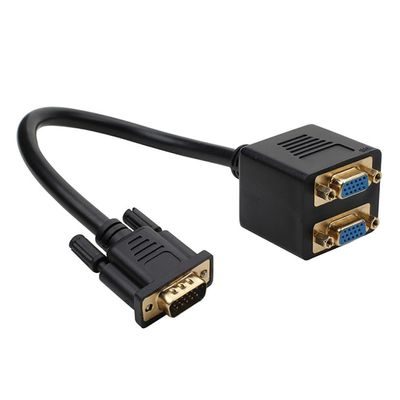 1080P VGA Splitter 1 to 2Port 25cm Durability Cable for Computer Projectors