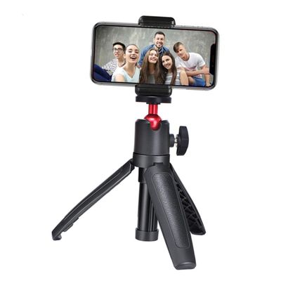 OFFIGAM Telescopic Selfie Stick Tripod with Screw Port Stable Anti-Slip Phone Camera Holder for Live Streaming Outdoor Vlogging Height Black