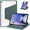 360 Rotating Stand Cover Suitable for Samsung Galaxy Tab S10 FE Plus 13.1inch 2025 with Pen Holder Clear Acrylic Back Case(Dark Green)