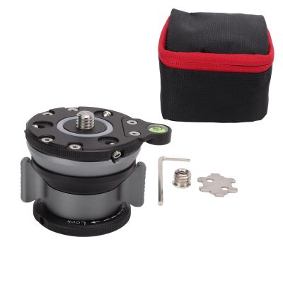 Aluminum Alloy Tripod Leveling Base with Bubble Level, 66mm Diameter, 1/4 3/8 Inch Thread - Durable CNC Machined, Compatible with and SLR Cameras