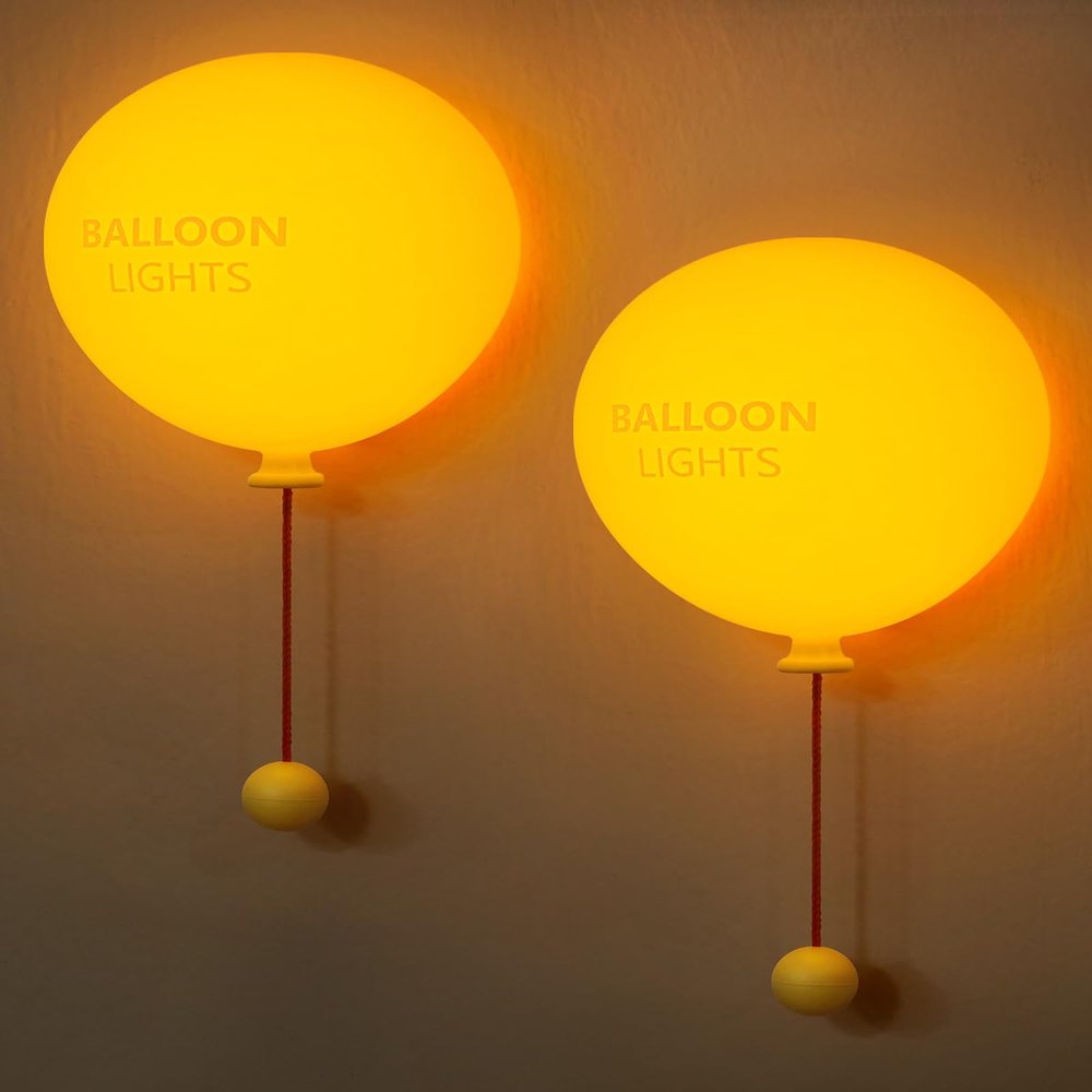 Fuloon Night Light, Balloon Wall Light Rechargeable Bedroom Night Lamp with Timer, Silicone Soft Hallway Lighting for Nursery, Boys, Girls, Children 2 Pcs