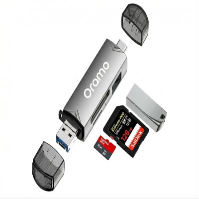 SD Card Reader USB C & USB 3.0 6-in-1 OTG Memory Card Reader, 5Gbps SD/TF/Micro SD Adapter, Dual USB-C/USB-A Ports, Plug & Play for Laptop, Tablet, iPhone 15/16/17, MacBook, Android Devices 1 Pack