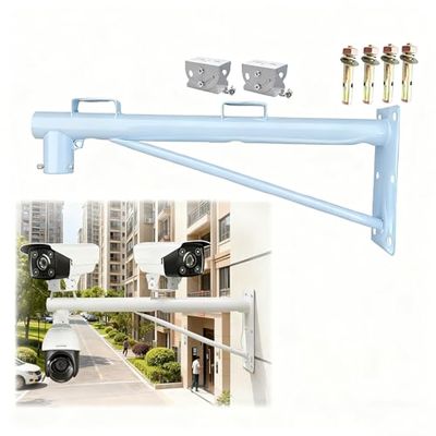 Customizable Steel Surveillance Mount for 3-Camera Security System, Anti-Rust Wall-Mounted Monitor Post, Durable Outdoor CCTV Accessory