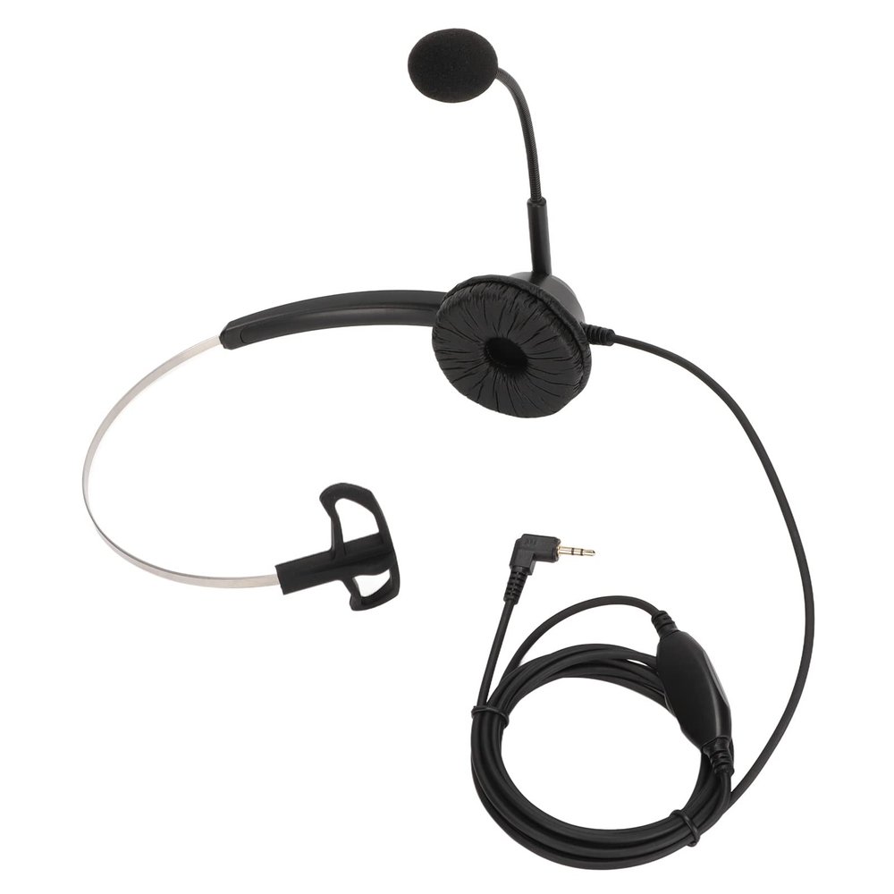 Spryflower H360-2.5VA Single Sided Headset, Black Monaural Headphones with Volume Adjustment, Noise Reduction Telephone Headset for Call Center, Office, Home, Compatible with 2.5mm Plug Dev