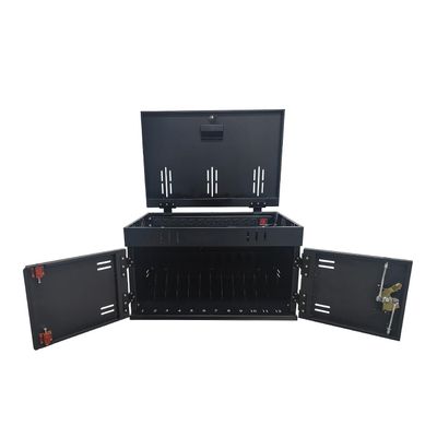 12-Device Charging Station for Laptops and Tablets, Metal Black Surge Protection for Classroom Or Office Portable Charging Solution