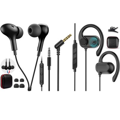 2 Pack in-Ear Open Ear Headphone 3.5mm Earbuds for Chormebook Laptop Computer, Over Ear Buds for Samsung A15 A14 Moto G Stylus, 3.5 MM Jack Desktop PC Headset,Travel Airplane Wired Earphone with Mic