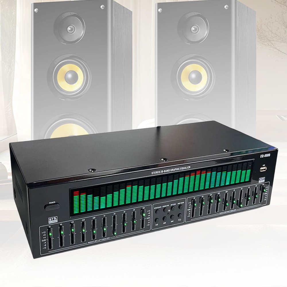SIMPLEusQ 31-Band Digital Equalizer,Stereo Graphic Equalizer,Audio Spectrum Analyser,12 Rhythm Patterns,Dual 10-Band Independent Tuning,for Home