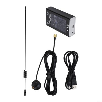 100KHz-1.7GHz USB Tuner Receiver for RTL2832U R820T2 Chipset, Aluminum Shell, Supports HF VHF UHF Bands, AM NFM FM USB LSB CW Modes, Includes Whip Antenna and Cable