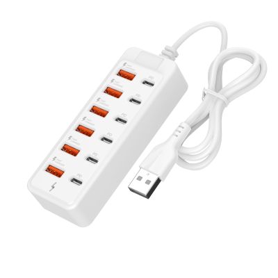 12Port USB Type C and USB a Charging Splitter Electrical Socket with 66W Output for Dorms Airports Event for Gamers Multidevice Charging Hubs