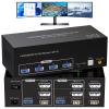 ATLAHET 8K KVM Switch 3 Monitors 2 Computers 8K 60Hz 4K 120Hz KVM Switches HDMI+2 Displayport for Two PC Share Triple Monitor and 4 USB 3.0 Devices Support Extended and Duplicate Mode-2DP+HDMI-15.5CM view 1