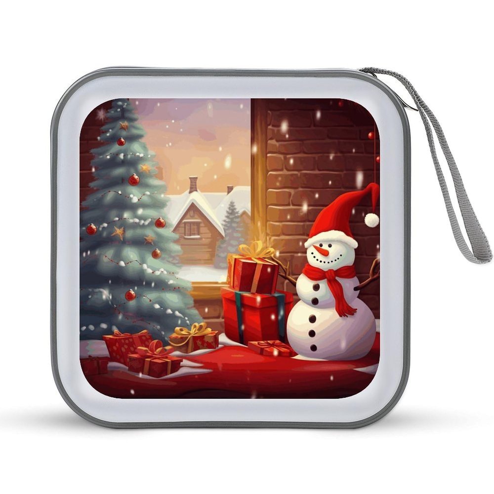 RLDOBOFE Merry Christmas Day CD Case Holder Hard Plastic DVD Disc Storage Case Holder DVDs Wallet Holders with Zipper Disc Cases Storage Binder CD/DVD Case Wallet for Car Home Office Travel