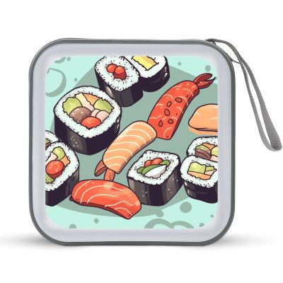RLDOBOFE Sushi CD Case Holder Hard Plastic DVD Disc Storage Case Holder DVDs Wallet Holders with Zipper Disc Cases Storage Binder CD/DVD Case Wallet for Car Home Office Travel